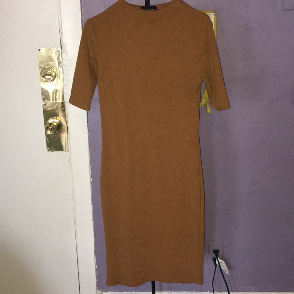 Burnt mustard midi dress